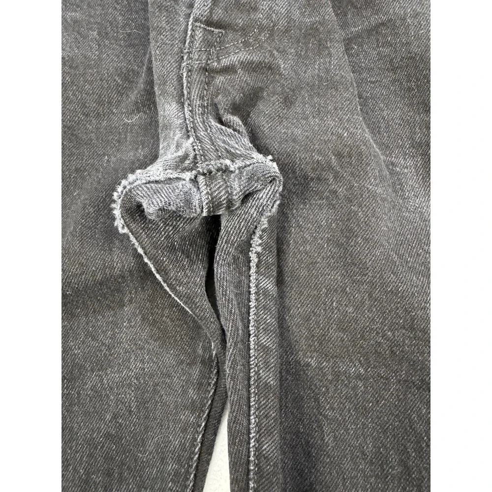 Levis 501 Jeans Men 34x32 Black Straight Leg Button Fly Distressed Denim